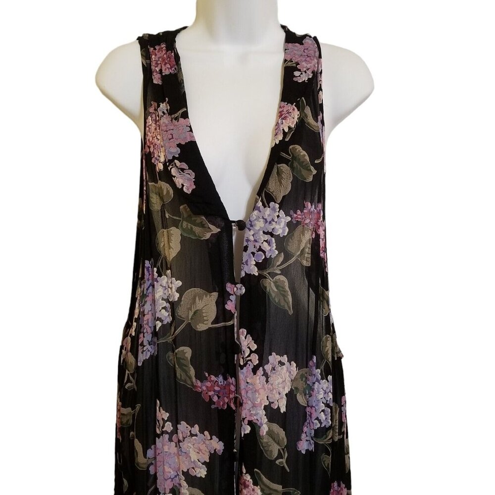 Fire Sante Fe Maxi Slip Dress M Black Floralβ Beach Dark Cottagecore